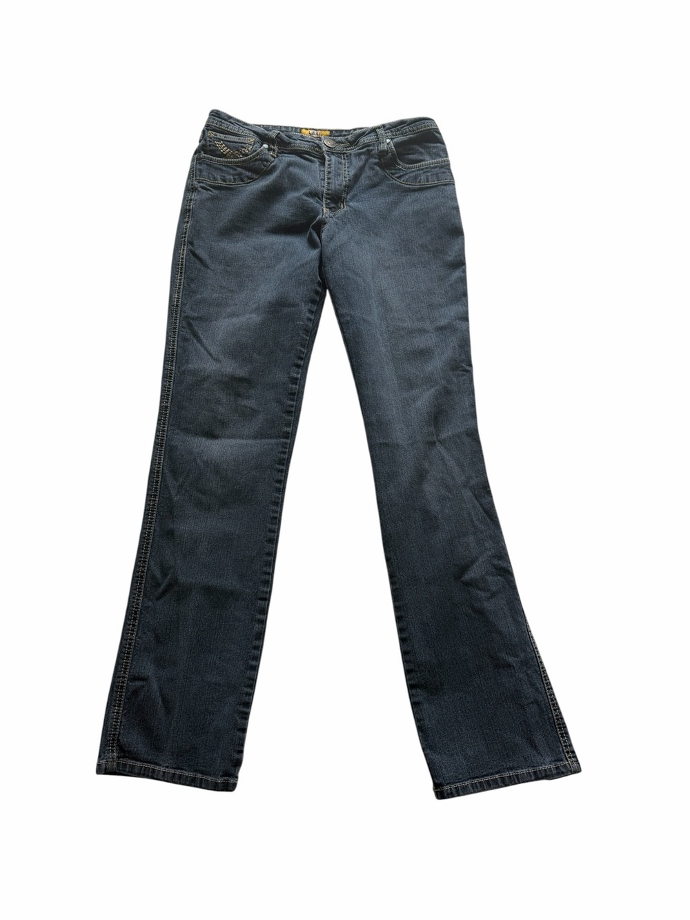 Lexi Dark Demim Stretch Bootcut Jeans Size 8 Embroidered Pocket